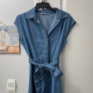 Casual Denim Blue Midi Dress